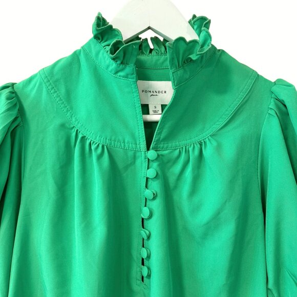 NEW Pomander Place Tuckernuck Emerald Green Selena Dunmore Green Blouse size S - Picture 3 of 8